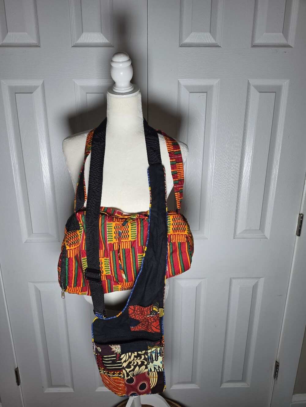 Bundle Of Two African Fabric Handmade Bags Vibrant Crossbody/Over Shoulder